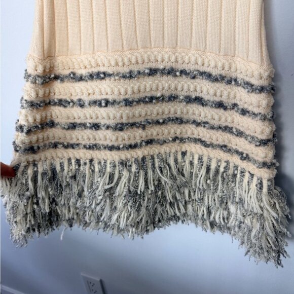 Luisa Spagnoli Cream Ribbed Knit Fringe Sweater Dress | Size S | Made in Italy - Picture 4 of 16